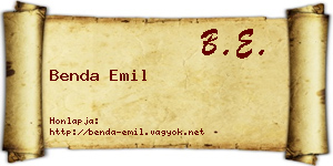 Benda Emil névjegykártya